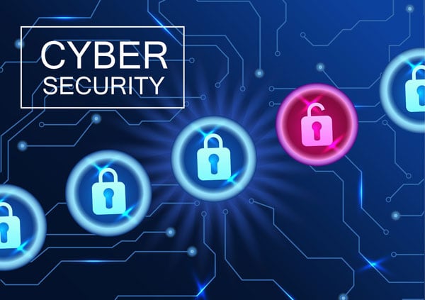 Cyber Security - illustration of locks on circuit board