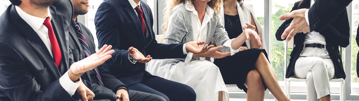 Businesspeople asking ERP selection questions